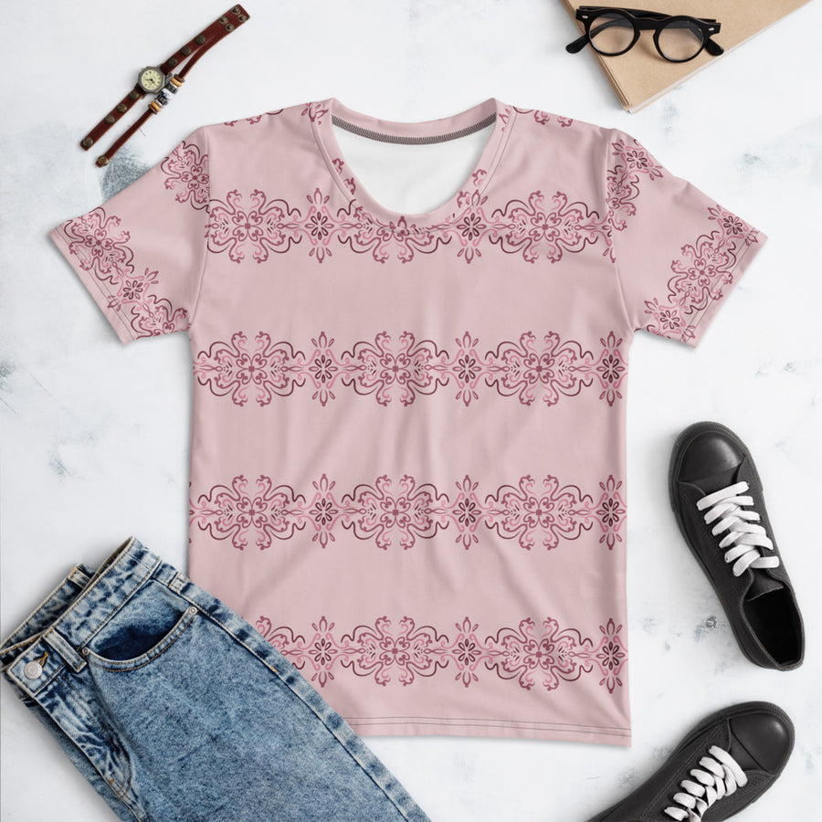 Rose Band AOP Women's T-Shirt mockup 1