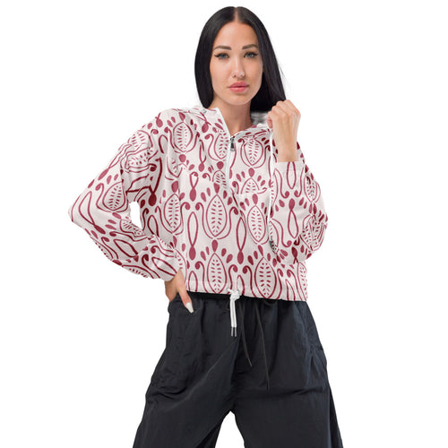 Alison Petal Throne AOP Women's Cropped Windbreaker mockup 1 pattern preview