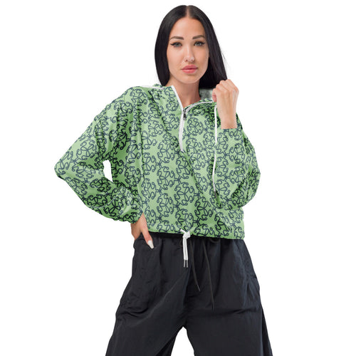 Coachella We Are One Mint AOP Women's Cropped Windbreaker mockup 1 pattern preview