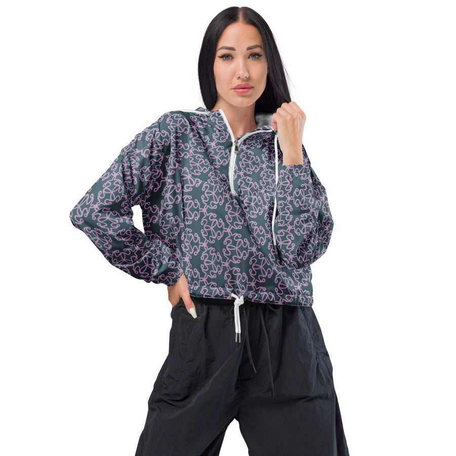 Coachella We Are One Slate Lavender AOP Women's Cropped Windbreaker mockup 1