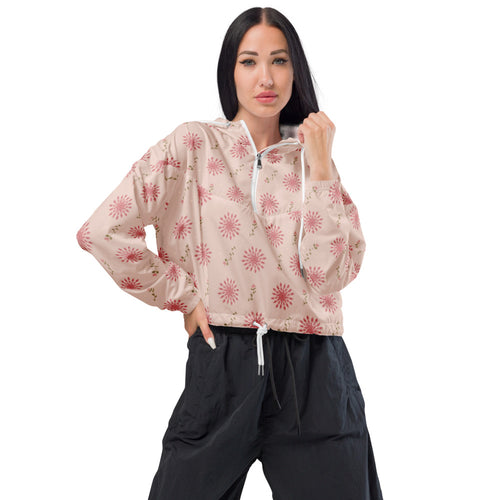 Delicate Romance Ethereal Grandma AOP Women's Cropped Windbreaker mockup 1 pattern preview