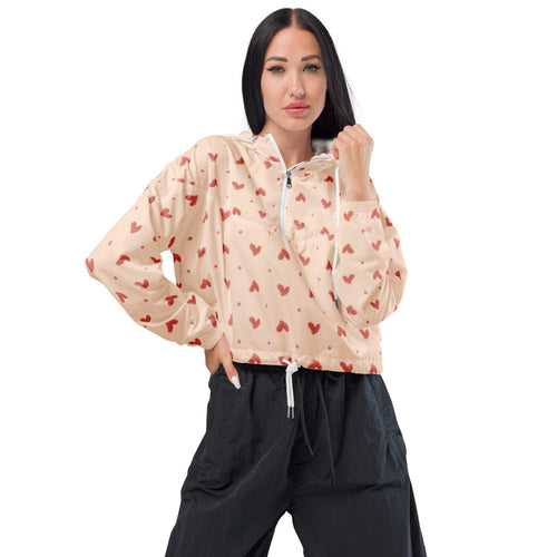 Delicate Romance Soft Reverie AOP Women's Cropped Windbreaker mockup 1 pattern preview