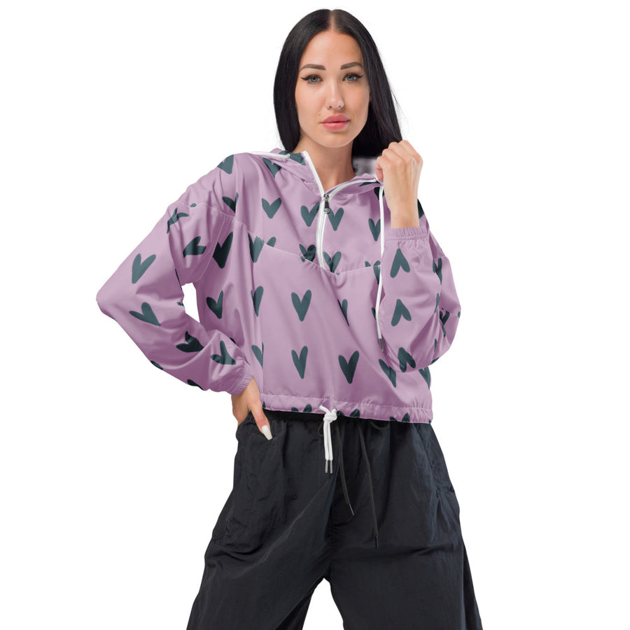 Coachella Puppy Love Mint AOP Women's Cropped Windbreaker mockup 1
