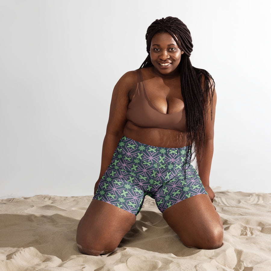 Coachella Flower Crowns AOP Biker Shorts mockup 1