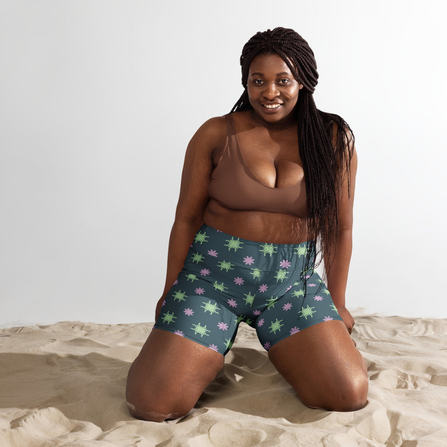 Coachella Sun And Flowers AOP Biker Shorts mockup 1