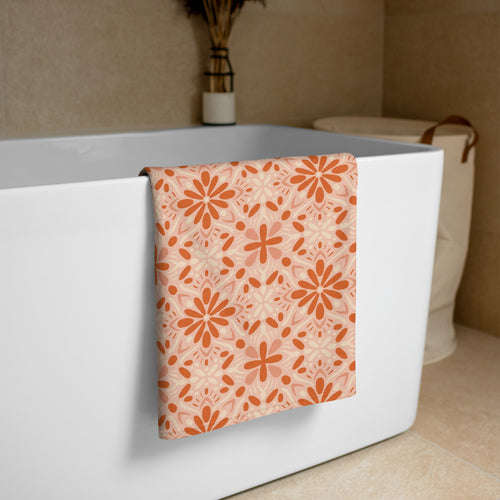 Peach Tonal Bloom Beach Towel mockup 1 pattern preview