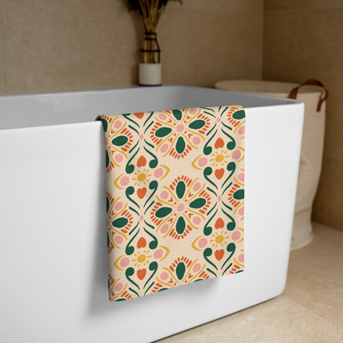 Sunheart Tile Beach Towel mockup 1 pattern preview