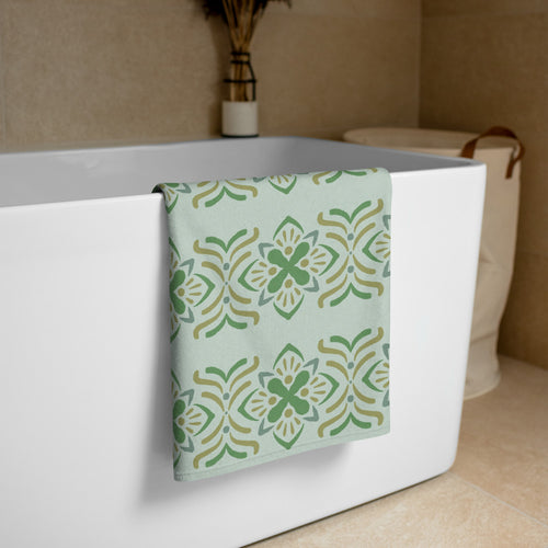 Olive Butterfly Beach Towel mockup 1 pattern preview