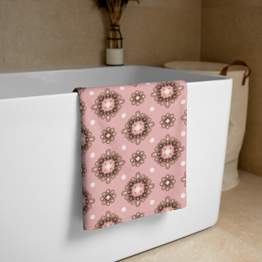Mocha Medallion Beach Towel mockup 1