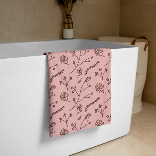 Mocha Sprig Beach Towel mockup 1 pattern preview