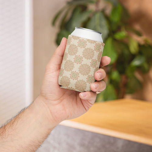 Peach Paisley Tile Can Cooler mockup 1 pattern preview
