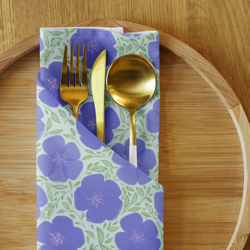 Periwinkle Poppy Vine Cloth Napkin Set mockup 1 pattern preview