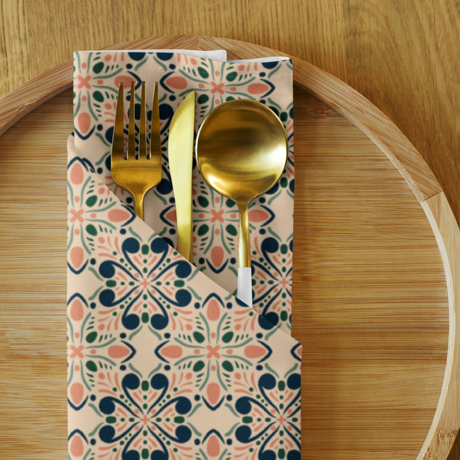Garden Navy Cloth Napkin Set mockup 1