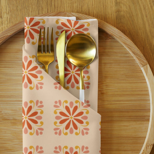 Folk Daisy Cloth Napkin Set mockup 1 pattern preview