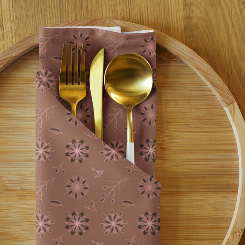 Mocha Botanical Cloth Napkin Set mockup 1 pattern preview