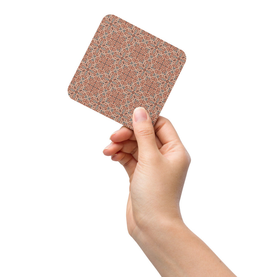 Terracotta Navy Tile Coaster mockup 1