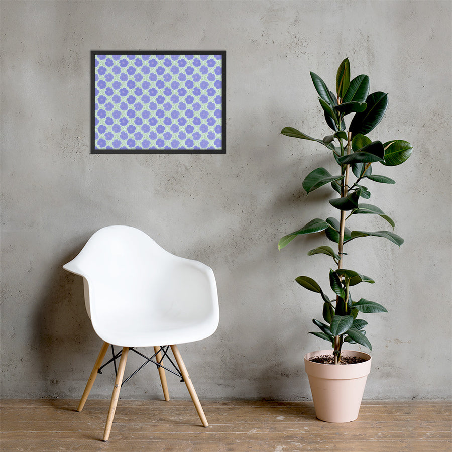 Periwinkle Poppy Vine Framed Matte Poster mockup 1