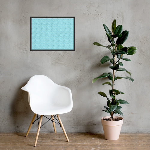 Aqua Vine Scatter Framed Matte Poster mockup 1 pattern preview