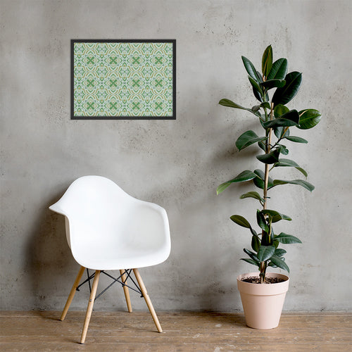 Mint Folk Framed Matte Poster mockup 1 pattern preview