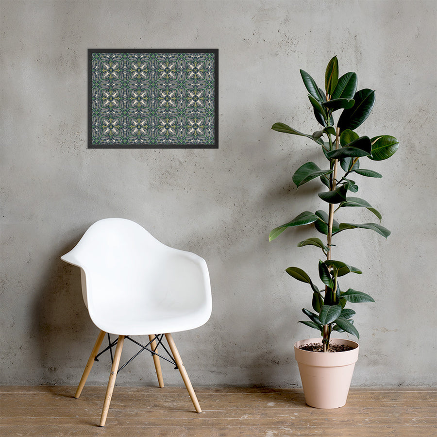 Midnight Folk Tile Framed Matte Poster mockup 1