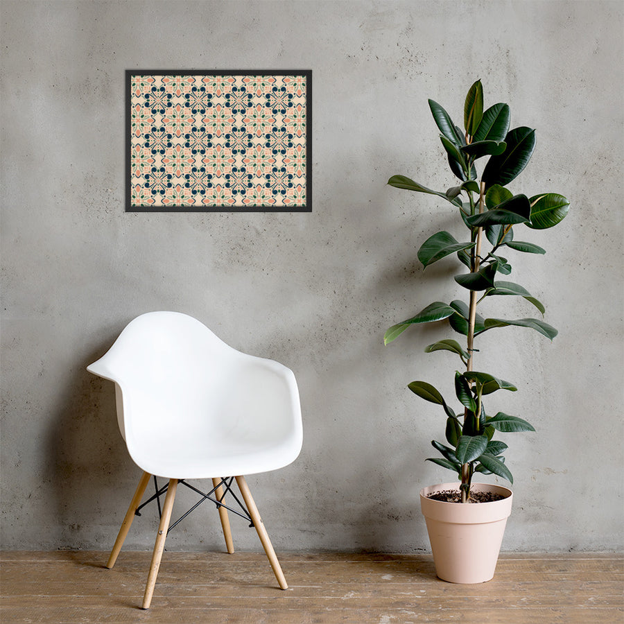 Garden Navy Framed Matte Poster mockup 1