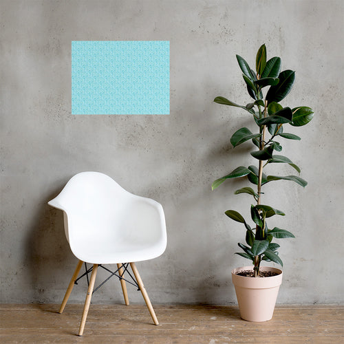 Aqua Vine Scatter Matte Poster mockup 1 pattern preview