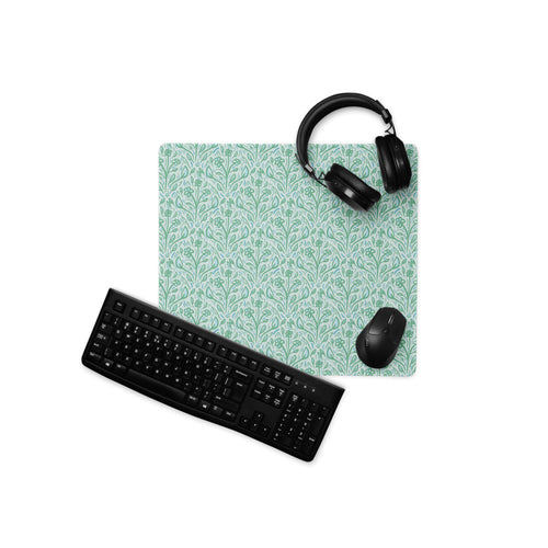Teal Vine Damask Mouse Pad mockup 2 pattern preview