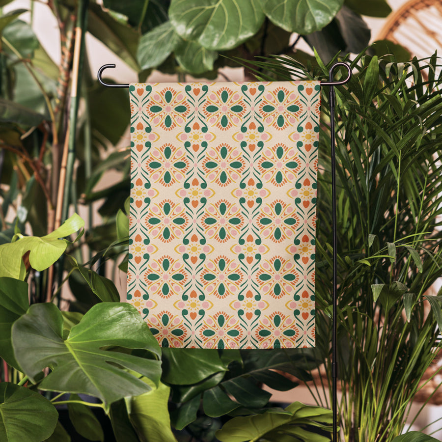 Sunheart Tile Garden Flag mockup 1
