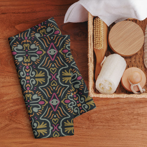 Dark Folk Eye Hand Towel mockup 1 pattern preview