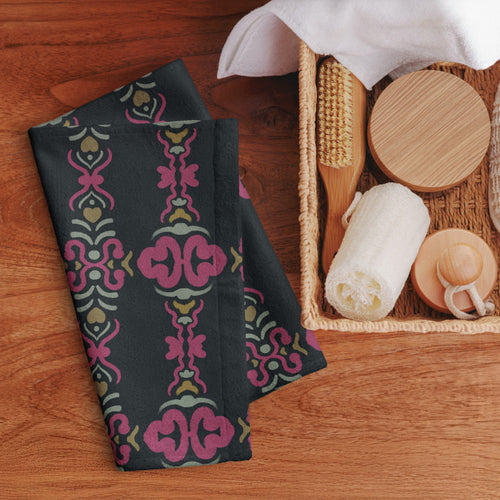 Magenta Baroque Hand Towel mockup 1 pattern preview