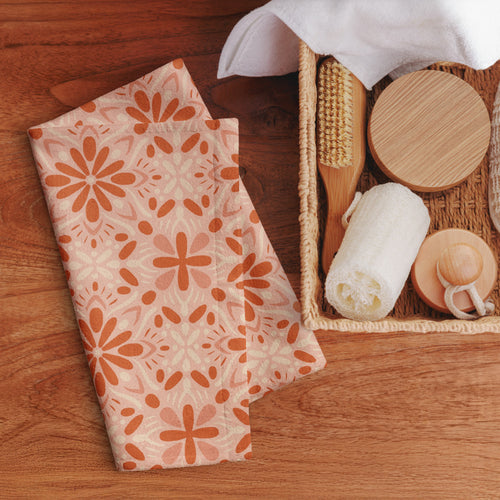 Peach Tonal Bloom Hand Towel mockup 1 pattern preview