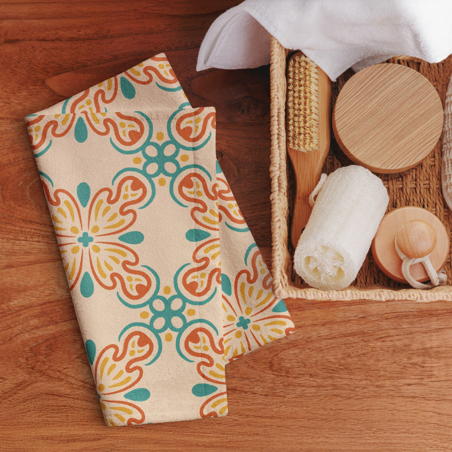 Citrus Tile Hand Towel mockup 1