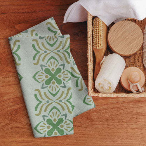 Olive Butterfly Hand Towel mockup 1 pattern preview