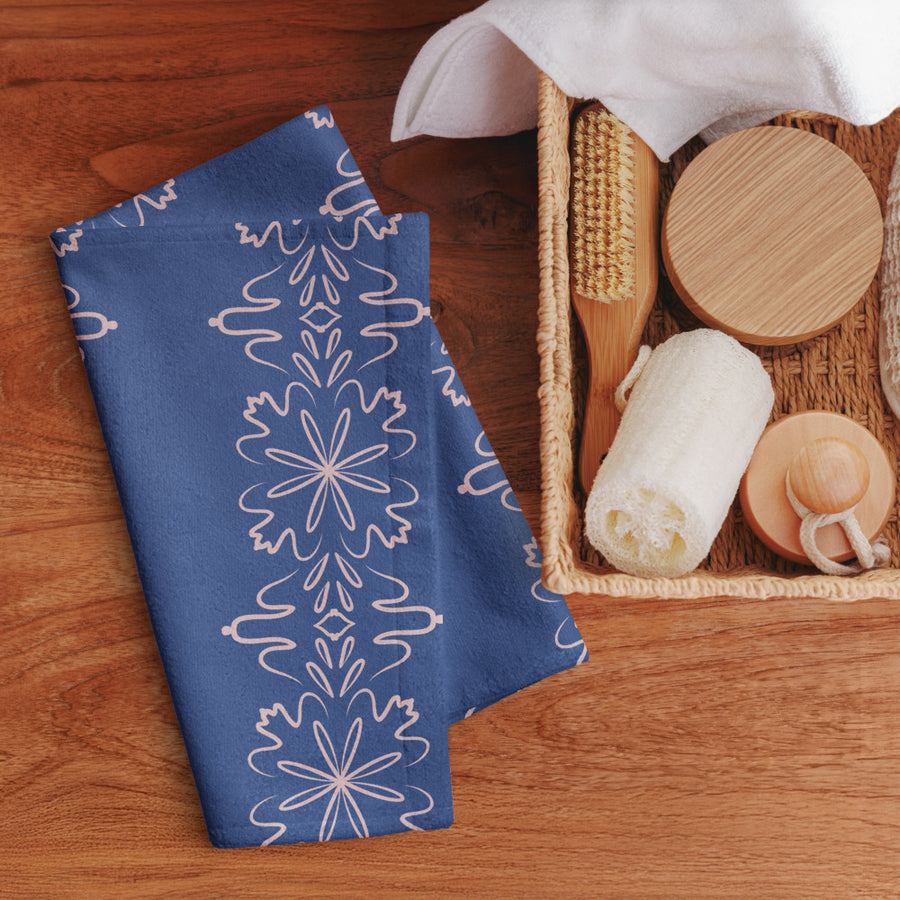 Leaf Damask Hand Towel mockup 1