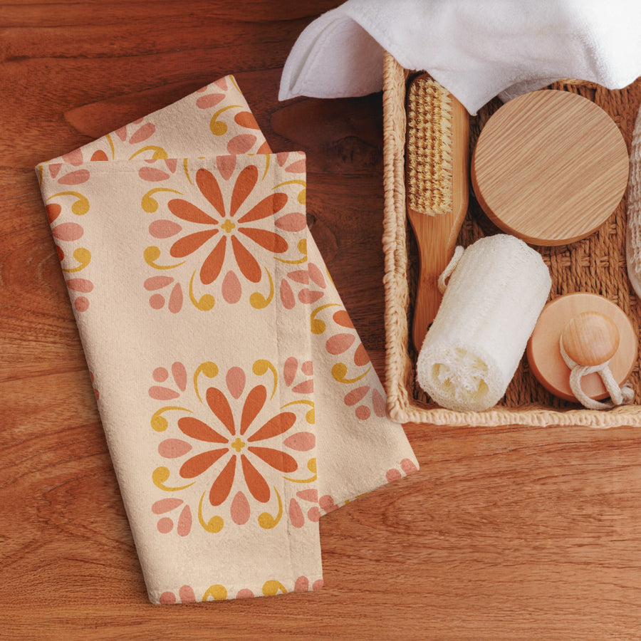 Folk Daisy Hand Towel mockup 1