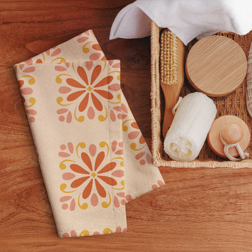 Folk Daisy Hand Towel mockup 1 pattern preview