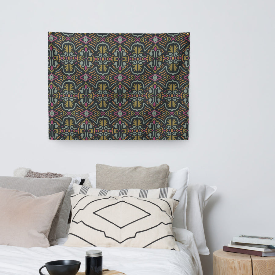 Dark Folk Eye Wall Tapestry mockup 1