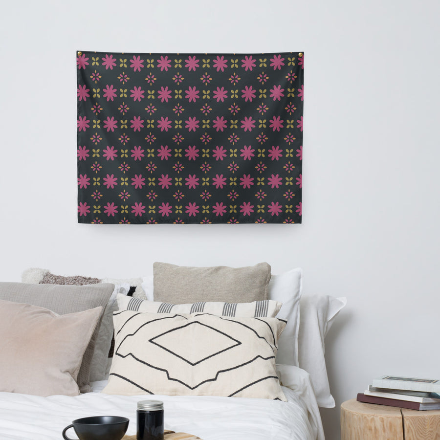 Disco Petal Scatter Wall Tapestry mockup 1
