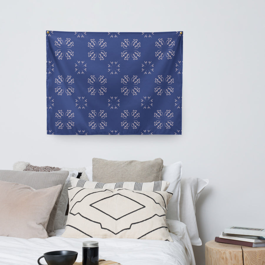 Calligraphy Cross Wall Tapestry mockup 1