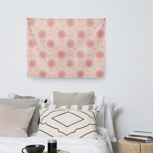 Delicate Romance 5 Wall Tapestry mockup 1 pattern preview
