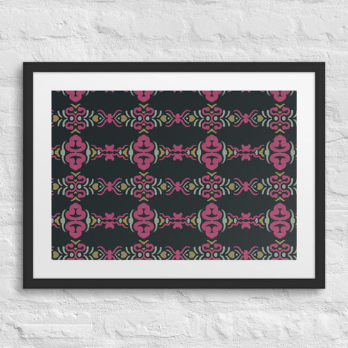 Magenta Baroque Matted Framed Poster mockup 1 pattern preview