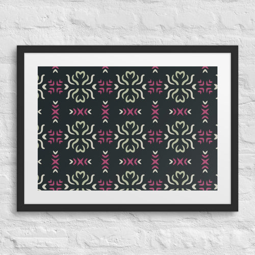Sage Heart Cross Matted Framed Poster mockup 1 pattern preview