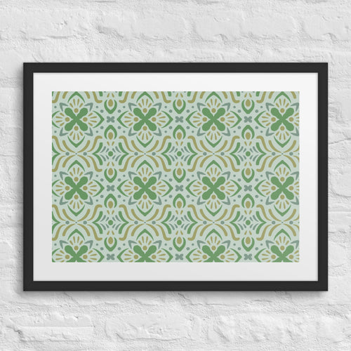 Mint Folk Matted Framed Poster mockup 1 pattern preview
