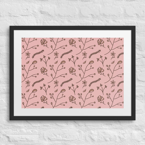 Mocha Sprig Matted Framed Poster mockup 1 pattern preview