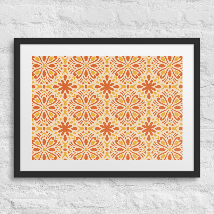 Tangerine Folk Matted Framed Poster mockup 1