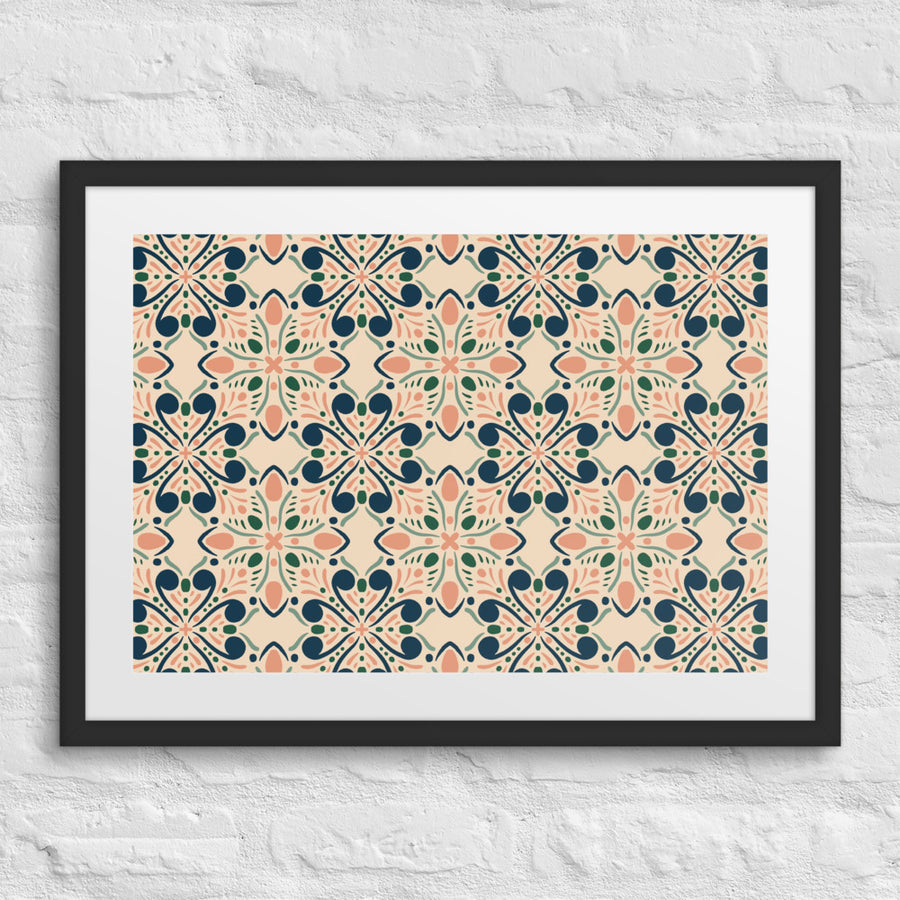 Garden Navy Matted Framed Poster mockup 1