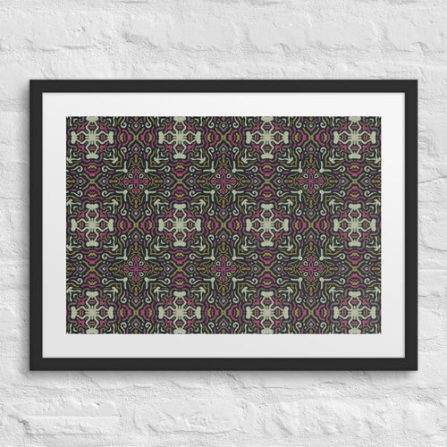 Psychedelic Damask Matted Framed Poster mockup 1 pattern preview