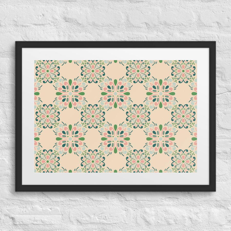 Rose Garden Tile Matted Framed Poster mockup 1