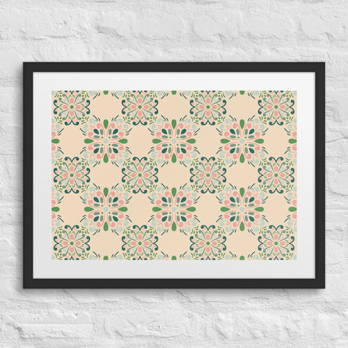 Rose Garden Tile Matted Framed Poster mockup 1 pattern preview