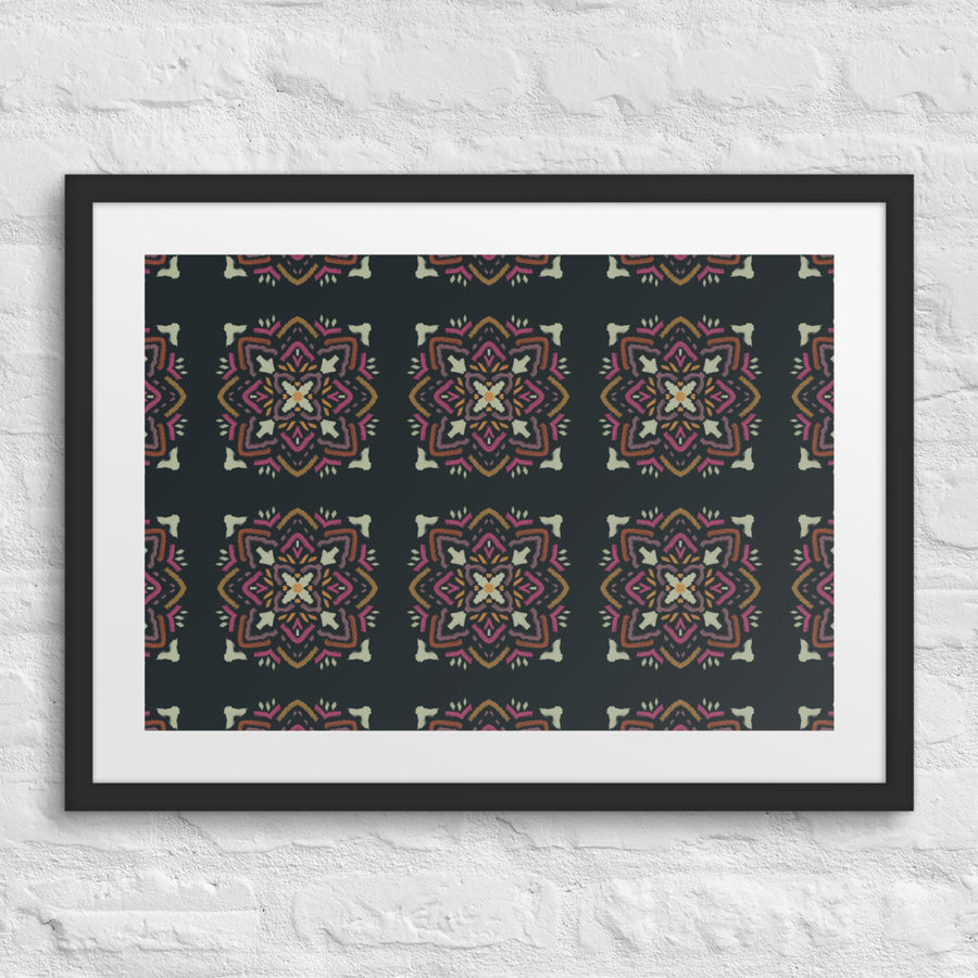 Jewel Ikat Matted Framed Poster mockup 1